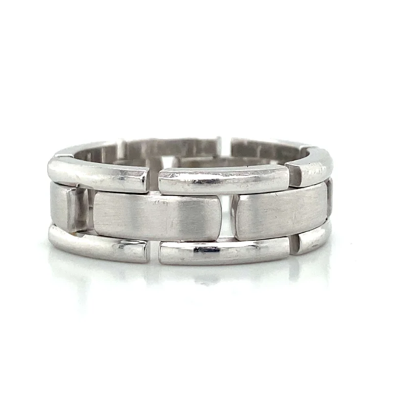 Men's tribal - print rings for a unique aesthetic18k White Gold Flexible Band