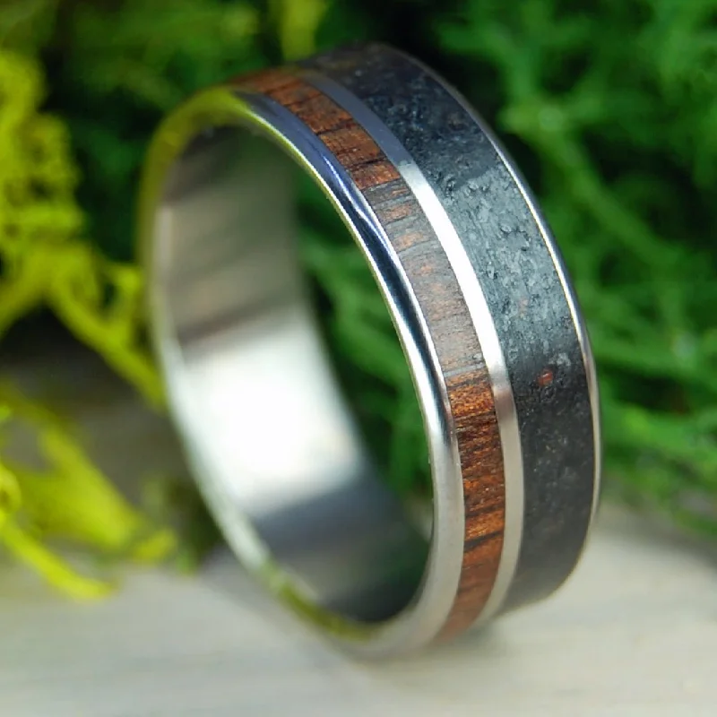 Men's lightweight rings for all - day comfortAlaskan Heart | Men's Alaskan Lava, Koa Wood & Titanium Wedding Ring Men's lightweight rings for all - day comfortAlaskan Heart | Men's Alaskan Lava, Koa Wood & Titanium Wedding Ring