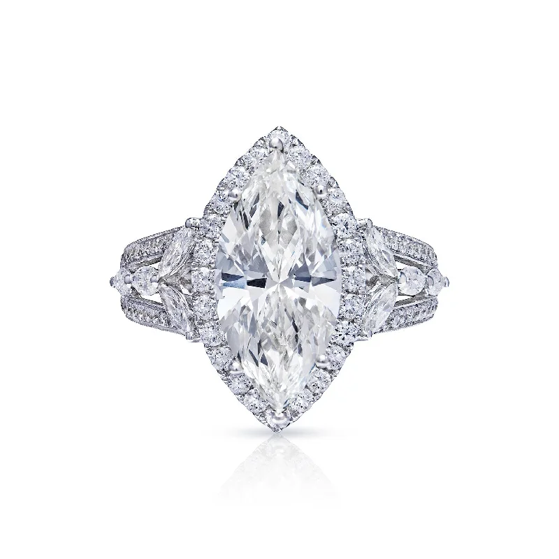 Art Deco - Inspired Women's Diamond Rings with Geometric Designs and Baguette - Cut DiamondsKatie 5 Carat J IF Marquise Cut Diamond Engagement Ring in 18 Karat White Gold Art Deco - Inspired Women's Diamond Rings with Geometric Designs and Baguette - Cut DiamondsKatie 5 Carat J IF Marquise Cut Diamond Engagement Ring in 18 Karat White Gold