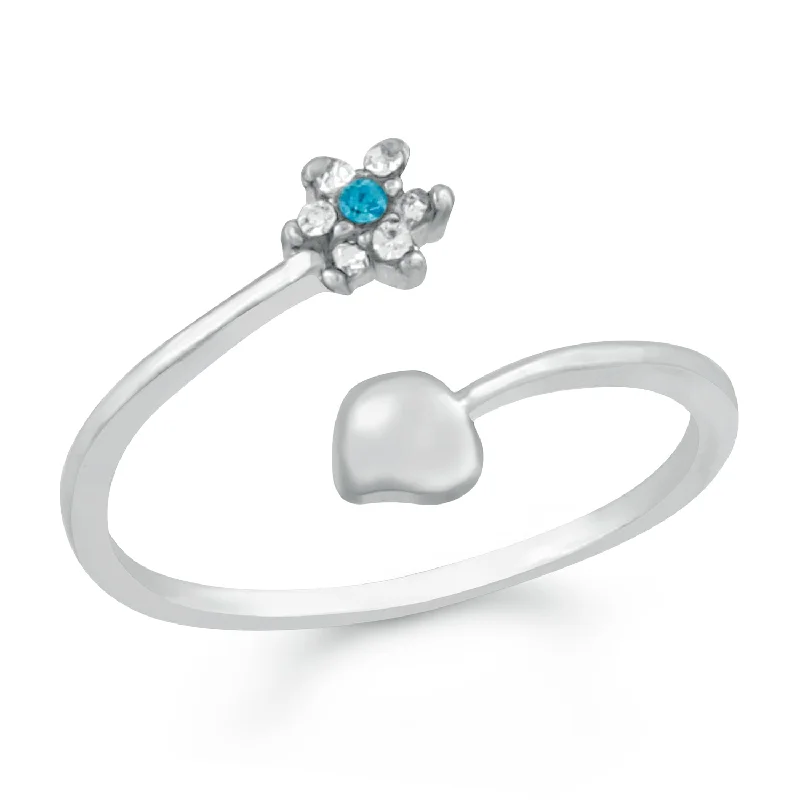 Silver double finger rings featuring intricate filigreeFloral Adjustable Finger Ring