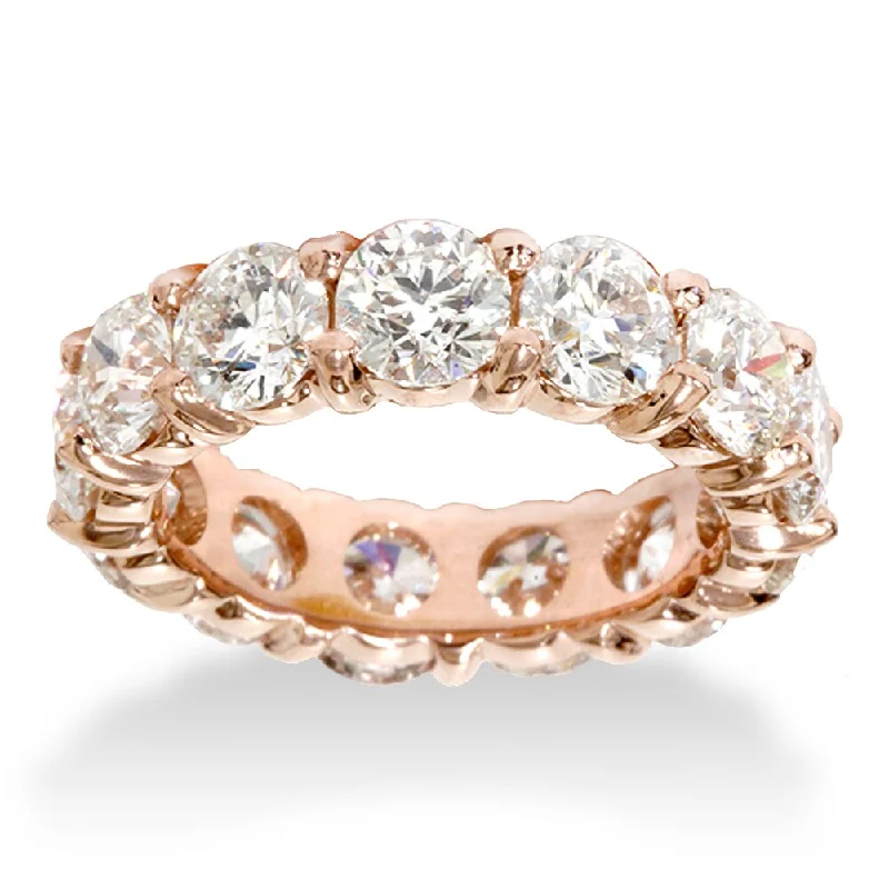 Channel - Set Women's Diamond Rings with Diamonds Securely Held in a Metal Groove for Durability14k Rose Gold 5.5ct TDW Eternity Diamond Anniversary Ring Channel - Set Women's Diamond Rings with Diamonds Securely Held in a Metal Groove for Durability14k Rose Gold 5.5ct TDW Eternity Diamond Anniversary Ring