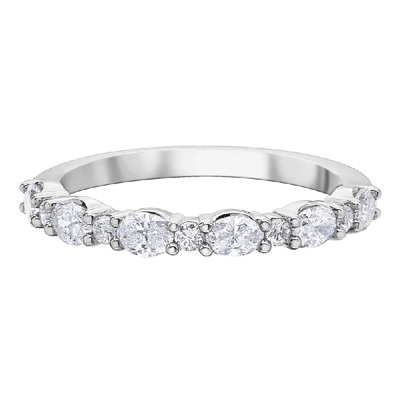 Sterling silver anniversary rings featuring heart - shaped cutoutsEast-West Oval and Round Diamond Band Sterling silver anniversary rings featuring heart - shaped cutoutsEast-West Oval and Round Diamond Band