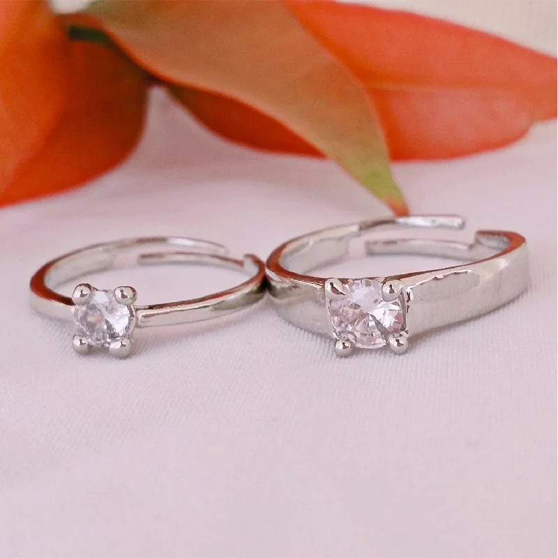 Cubic zirconia double finger rings as an affordable optionSolitaire Couple Ring Set Cubic zirconia double finger rings as an affordable optionSolitaire Couple Ring Set