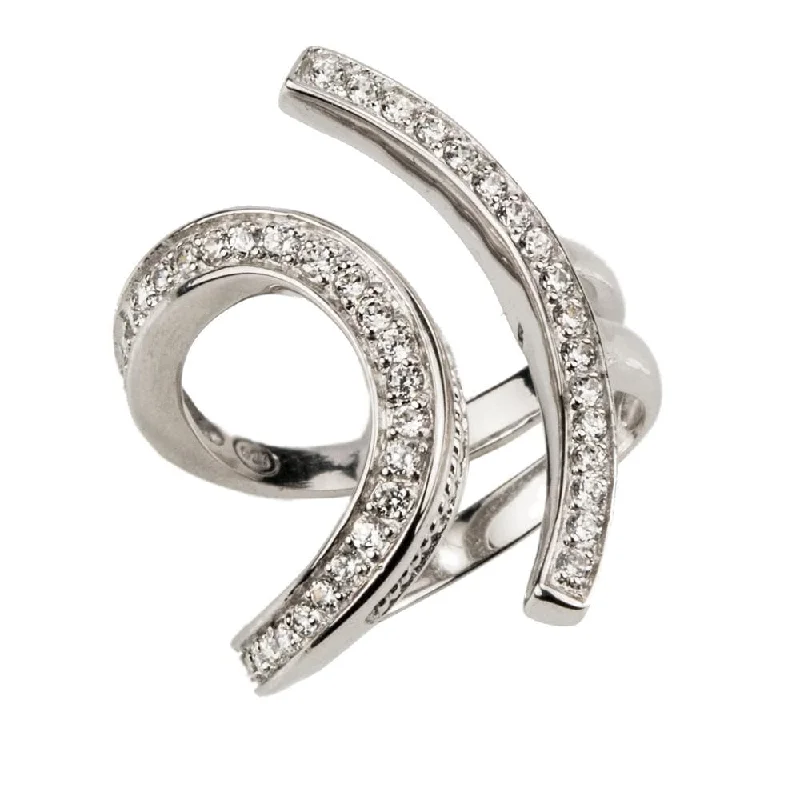 Interlocking Band Women's Rings in White Gold for a Modern DesignLola Ring Rhodium