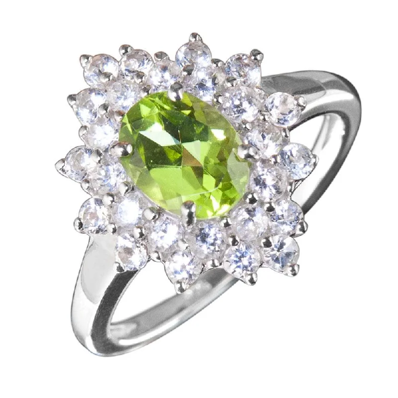 Vintage - Inspired Filigree - Design Women's Rings in Sterling SilverPeridot Cluster Ring Vintage - Inspired Filigree - Design Women's Rings in Sterling SilverPeridot Cluster Ring