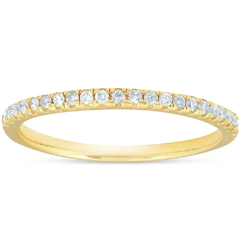 Tennis - Style Women's Diamond Rings with a Continuous Row of Diamonds for a Classic and Versatile Look1/5CT Diamond Wedding Ring Womens Stackable Band 10k Yellow Gold Tennis - Style Women's Diamond Rings with a Continuous Row of Diamonds for a Classic and Versatile Look1/5CT Diamond Wedding Ring Womens Stackable Band 10k Yellow Gold