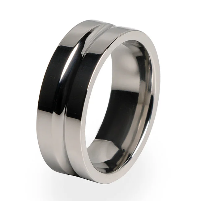 Men's classic silver wedding rings with simple bandsChimera| Mens Titanium Ring