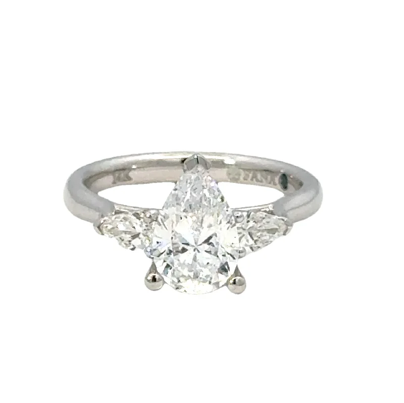 Men's Diamond Engagement Rings with Platinum Band and Halo Setting for a Luxury Proposal14K White Gold 0.39cttw VS FG Pear Cut Diamond Semi-Mount Ring by Fana Men's Diamond Engagement Rings with Platinum Band and Halo Setting for a Luxury Proposal14K White Gold 0.39cttw VS FG Pear Cut Diamond Semi-Mount Ring by Fana