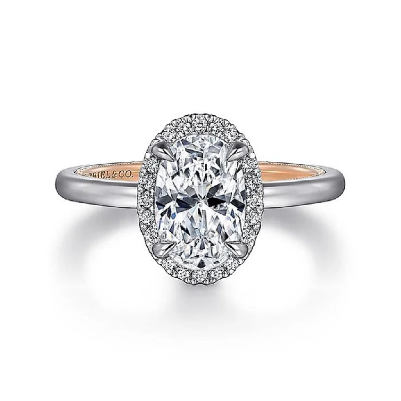 Princess - Cut Women's Diamond Rings in White Gold with a High - Clarity Diamond for a Modern Look14K White And Rose Gold 'Amelie' Halo Oval Diamond Engagement Ring Princess - Cut Women's Diamond Rings in White Gold with a High - Clarity Diamond for a Modern Look14K White And Rose Gold 'Amelie' Halo Oval Diamond Engagement Ring