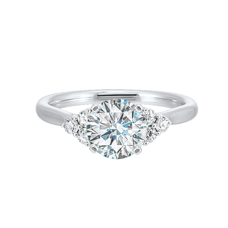 Men's Opal Engagement Rings in 10K Gold with a Milgrain - Trimmed Band1/5 Ctw Daphne Diamond Engagement Ring Setting in 14 Karat White Gold Men's Opal Engagement Rings in 10K Gold with a Milgrain - Trimmed Band1/5 Ctw Daphne Diamond Engagement Ring Setting in 14 Karat White Gold