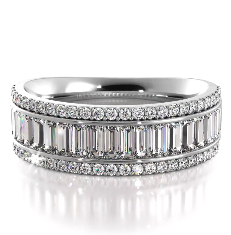 Anniversary rings with a diamond - and - sapphire combination1.85 ct. Baguette And Round Diamond Wedding Band Anniversary rings with a diamond - and - sapphire combination1.85 ct. Baguette And Round Diamond Wedding Band