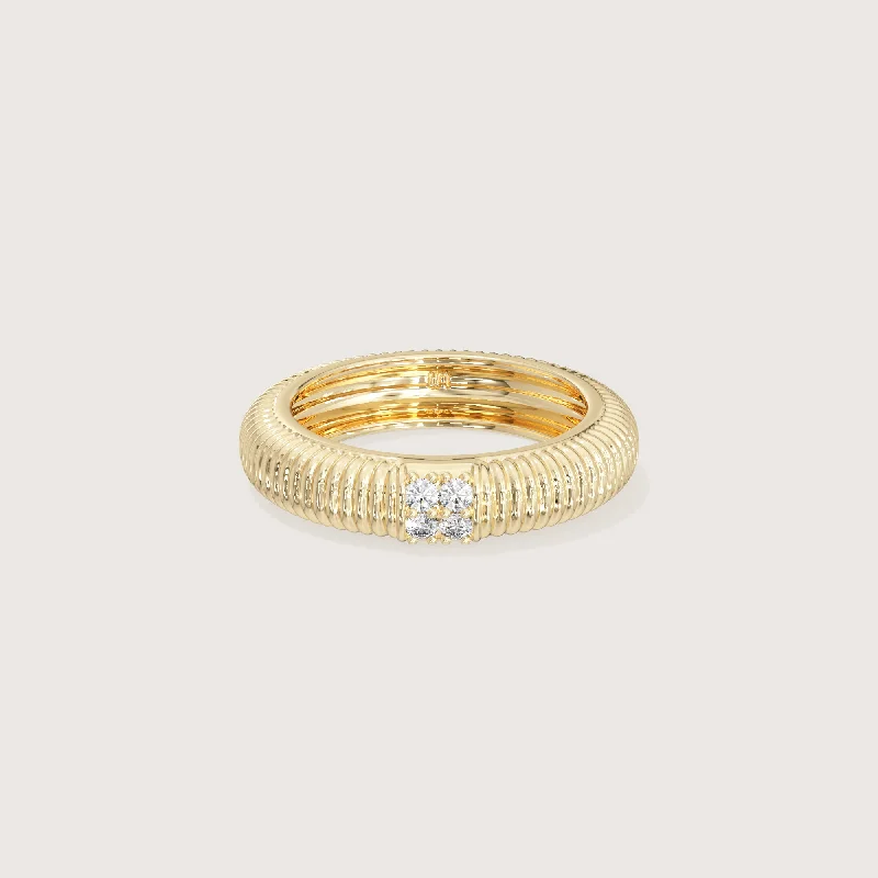 Art Deco - Inspired Women's Rings with Geometric Shapes in 14K GoldVertical Serpentine Cluster Ring Art Deco - Inspired Women's Rings with Geometric Shapes in 14K GoldVertical Serpentine Cluster Ring