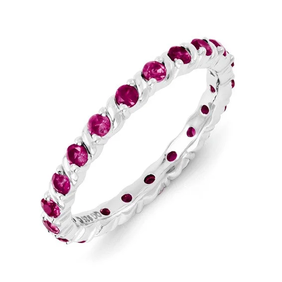 Sterling Silver Stackable Expressions Created Ruby Ring