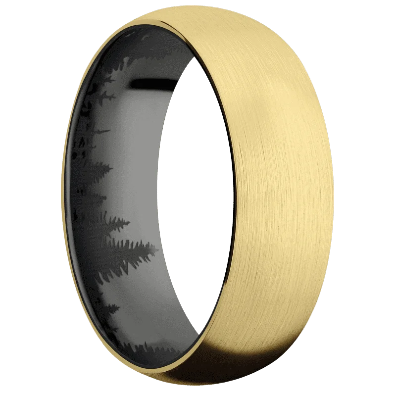 Men's waterproof rings for water - based activities14K Yellow Gold + Satin Finish + Zirconium Men's waterproof rings for water - based activities14K Yellow Gold + Satin Finish + Zirconium