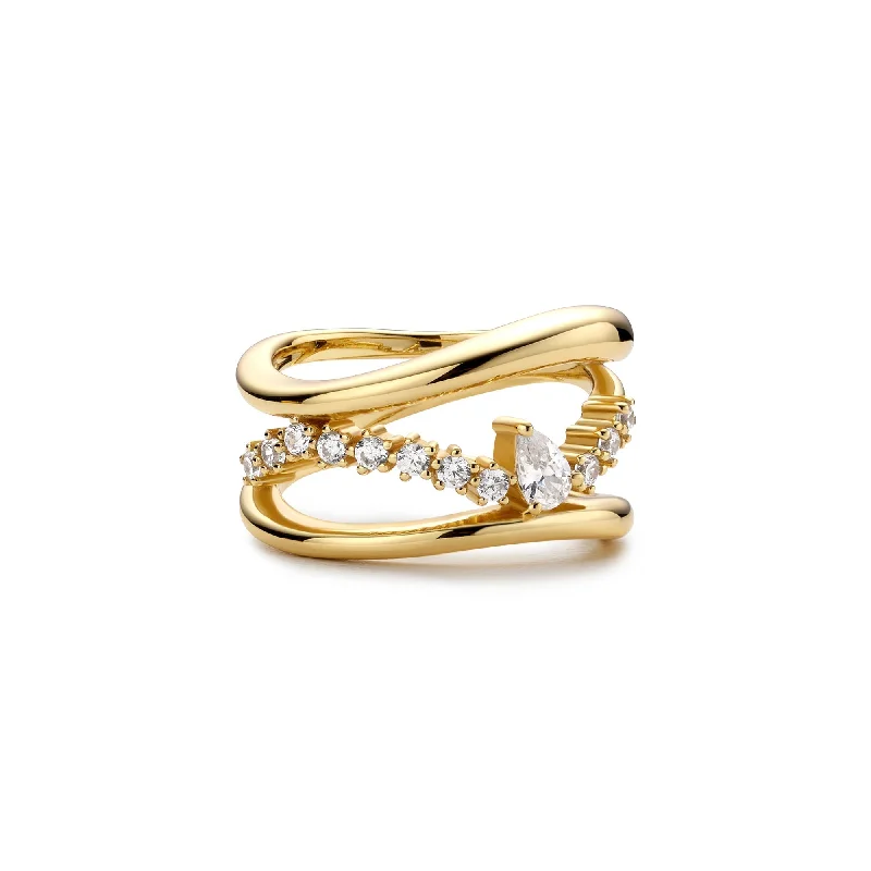 Adjustable Fashion Rings in Leather and Brass with a Tribal - Inspired DesignAnia Haie Gold Sparkle Ring R056-02G Adjustable Fashion Rings in Leather and Brass with a Tribal - Inspired DesignAnia Haie Gold Sparkle Ring R056-02G