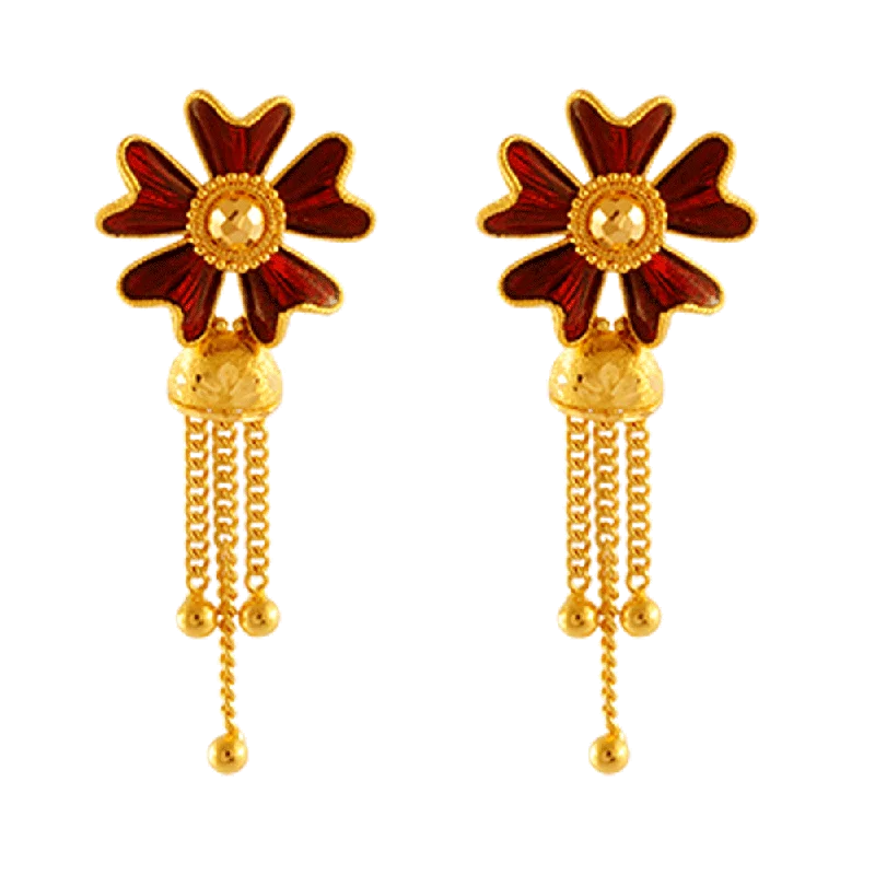 Bohemian - style drop earrings with a free - spirited charm22KT Yellow Gold Jhumki Earrings For Women Bohemian - style drop earrings with a free - spirited charm22KT Yellow Gold Jhumki Earrings For Women