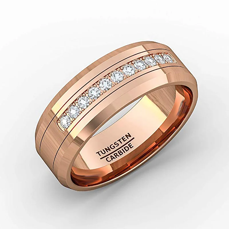 Boho - Style Women's Rings with Turquoise and Leather Accents8mm - Rose Gold Tungsten Wedding Band Men, Comfort Fit Anniversary Ring, Engagement Band Boho - Style Women's Rings with Turquoise and Leather Accents8mm - Rose Gold Tungsten Wedding Band Men, Comfort Fit Anniversary Ring, Engagement Band