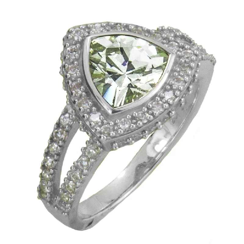 Engagement - Inspired Women's Rings with a Halo of Small DiamondsTrio Bay Ring