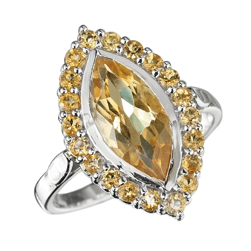 Tennis - Style Women's Rings with a Row of Round Diamonds in PlatinumCitrine Solaris Ring Tennis - Style Women's Rings with a Row of Round Diamonds in PlatinumCitrine Solaris Ring