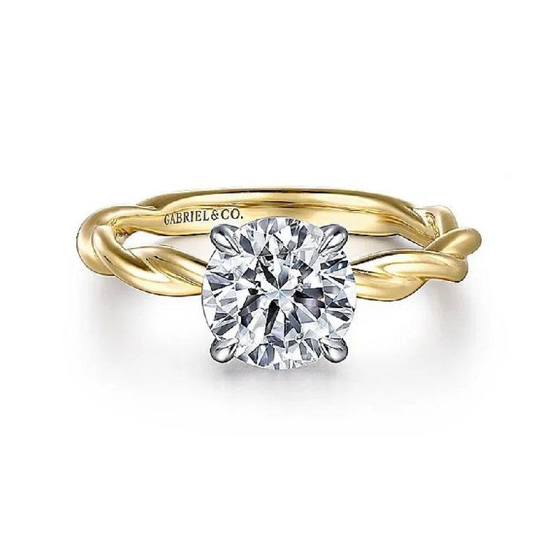 Women's Diamond Rings with Opal Inlays and Diamond Accents for a Mysterious and Iridescent Look14K White And Yellow Gold 'Emersin' Twisted Round Diamond Engagement Ring Women's Diamond Rings with Opal Inlays and Diamond Accents for a Mysterious and Iridescent Look14K White And Yellow Gold 'Emersin' Twisted Round Diamond Engagement Ring