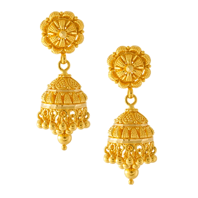 Beaded drop earrings with a bohemian vibe22KT Yellow Gold Jhumki Earrings For Women Beaded drop earrings with a bohemian vibe22KT Yellow Gold Jhumki Earrings For Women