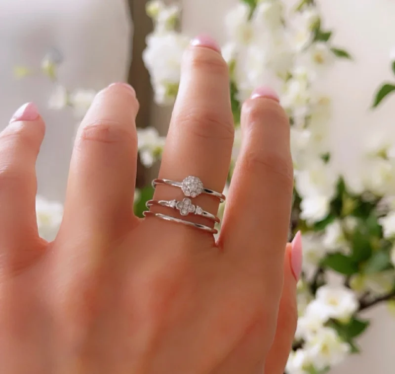 Engagement - Inspired Women's Rings with a Halo of Small DiamondsTriple tiered ring WDR067 Engagement - Inspired Women's Rings with a Halo of Small DiamondsTriple tiered ring WDR067