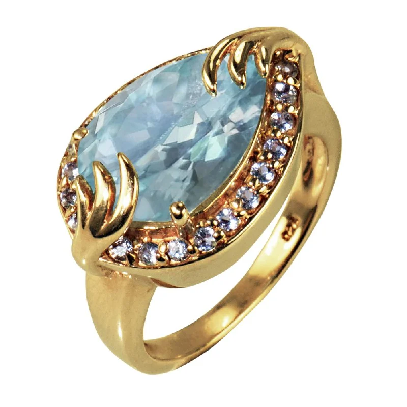 Women's 18K Gold Solitaire Diamond Ring for an Elegant Everyday LookAqua Pear Ring Women's 18K Gold Solitaire Diamond Ring for an Elegant Everyday LookAqua Pear Ring
