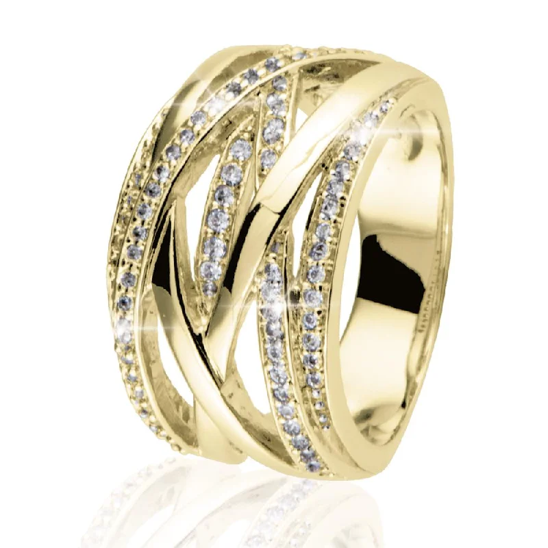 Gothic - Style Women's Rings with Black Onyx and Silver SkullsInterlace Ring Gold