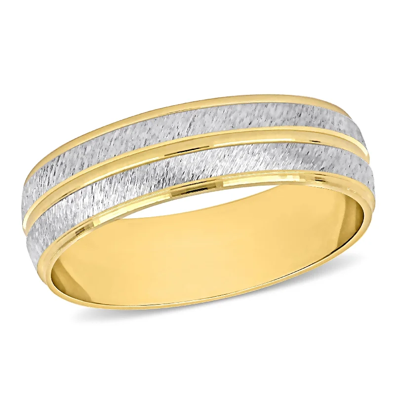Men's rose - gold - plated rings for a trendy colorMiadora Mens 6 mm Double Row Wedding Band in 14k Two-Tone Gold Men's rose - gold - plated rings for a trendy colorMiadora Mens 6 mm Double Row Wedding Band in 14k Two-Tone Gold