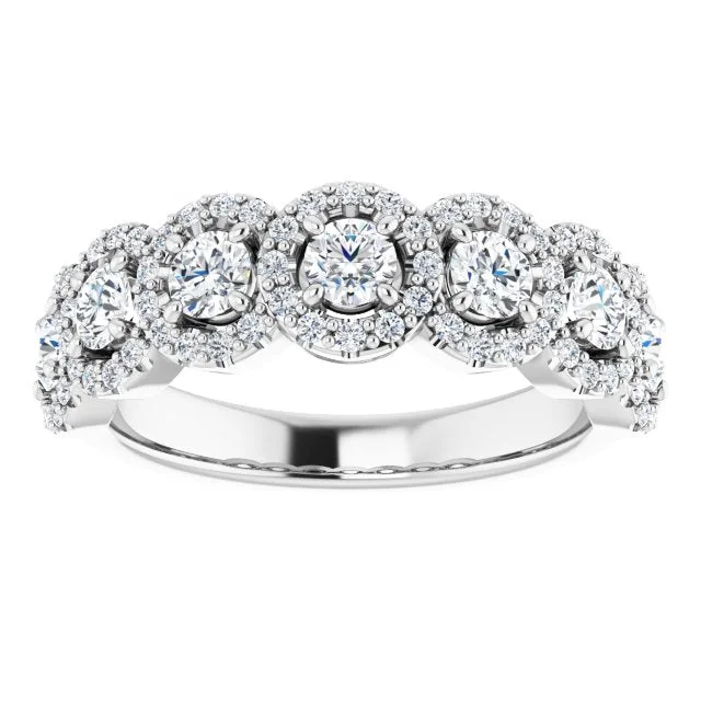 Anniversary rings with a diamond - and - turquoise combination1.00 ct. Round Cut Diamond Halo Design Wedding Band Anniversary rings with a diamond - and - turquoise combination1.00 ct. Round Cut Diamond Halo Design Wedding Band