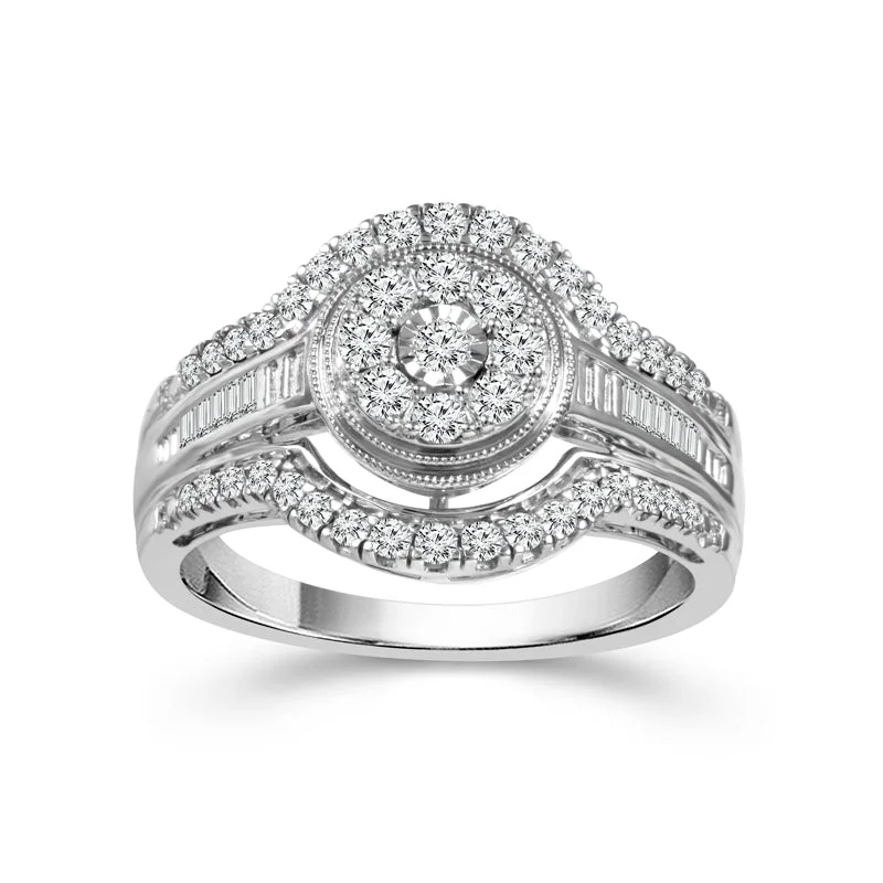 Men's Aquamarine Engagement Rings in 9K Gold with a Bezel - Set Stone1/2 Ctw Multi Stone Diamond Engagement Ring in 10k White Gold Men's Aquamarine Engagement Rings in 9K Gold with a Bezel - Set Stone1/2 Ctw Multi Stone Diamond Engagement Ring in 10k White Gold
