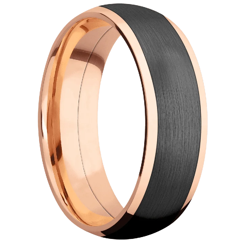Men's tribal - print rings for a unique aesthetic14K Rose Gold with Polish Finish and Zirconium Inlay Men's tribal - print rings for a unique aesthetic14K Rose Gold with Polish Finish and Zirconium Inlay