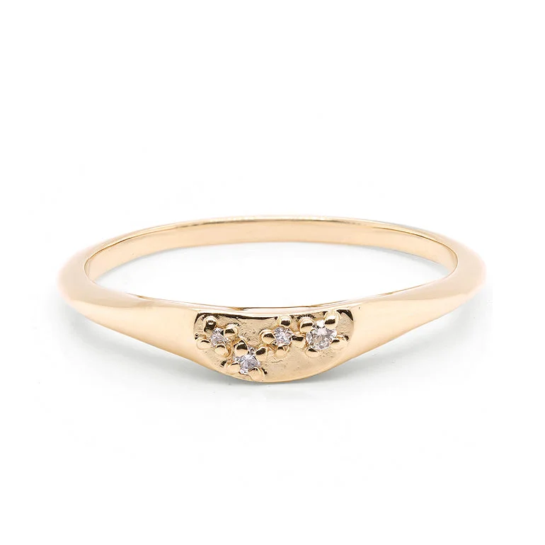 Women's Diamond Rings with Opal Inlays and Diamond Accents for a Mysterious and Iridescent LookCrescent Signet II | Diamond Women's Diamond Rings with Opal Inlays and Diamond Accents for a Mysterious and Iridescent LookCrescent Signet II | Diamond