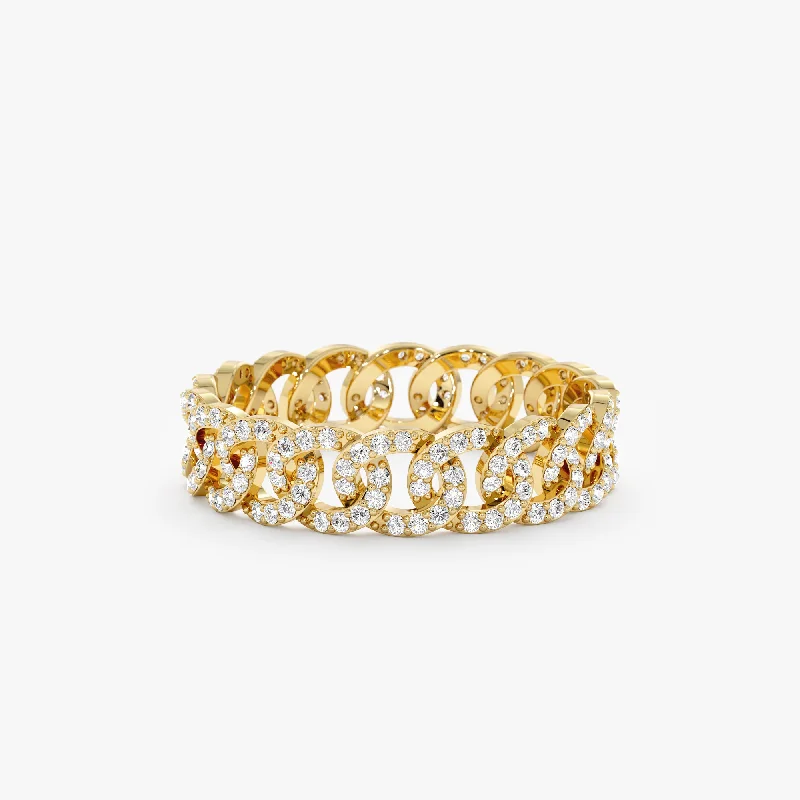 Chain Rings with a Vintage - Inspired Filigree DesignDiamond Link Chain Eternity Ring, Cleo Chain Rings with a Vintage - Inspired Filigree DesignDiamond Link Chain Eternity Ring, Cleo