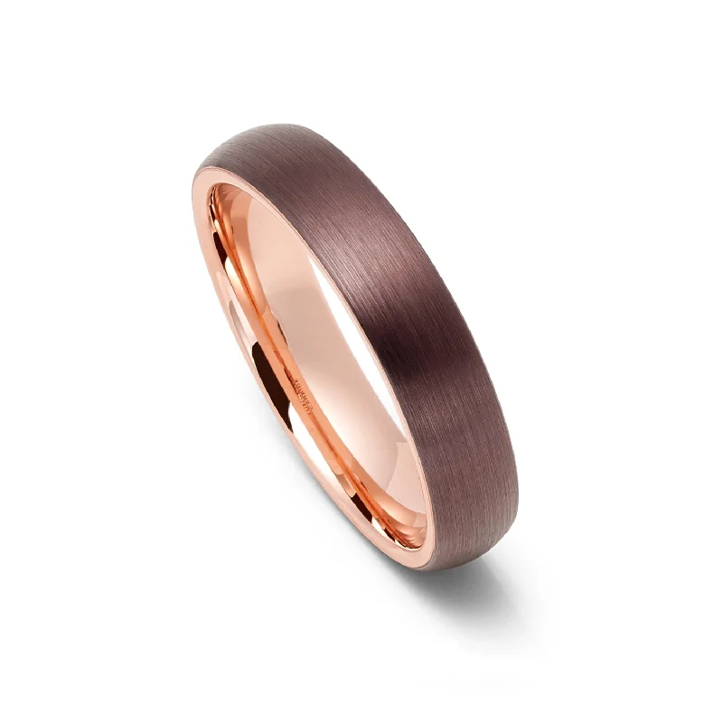 Stackable Gemstone Rings for Women in Amethyst, Sapphire, and Emerald4mm - Espresso and Rose Gold Dome Ring, Tungsten Carbide Wedding Band Stackable Gemstone Rings for Women in Amethyst, Sapphire, and Emerald4mm - Espresso and Rose Gold Dome Ring, Tungsten Carbide Wedding Band