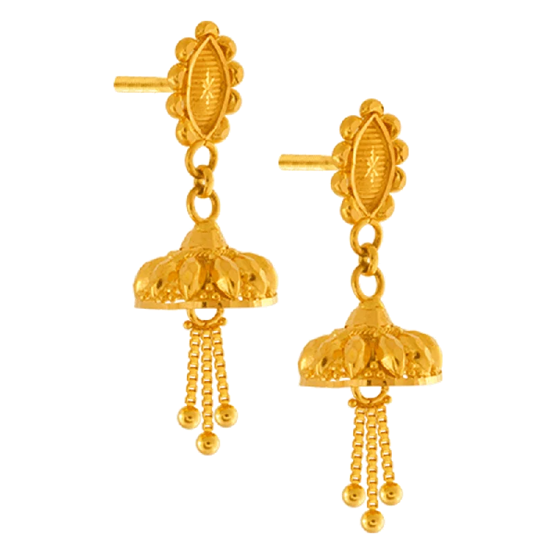 Hypoallergenic drop earrings for sensitive ears22KT Yellow Gold Jhumki Earrings For Women Hypoallergenic drop earrings for sensitive ears22KT Yellow Gold Jhumki Earrings For Women