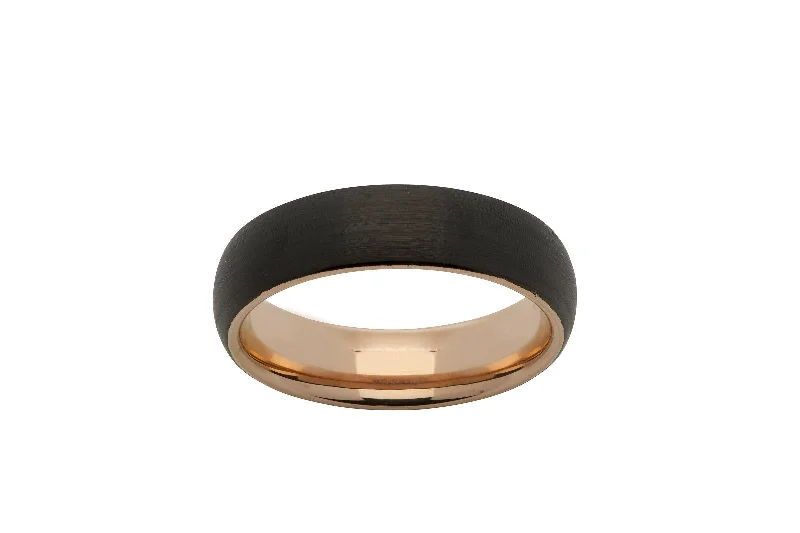 Men's stackable rings for a layered lookUnique & Co 6mm Tungsten Ring with Rose Gold Black IP