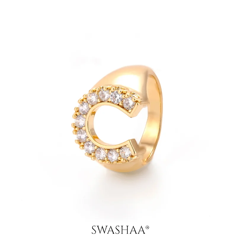 Interlocking Band Women's Rings in White Gold for a Modern DesignHorseshoe 14K Gold Plated Ring Interlocking Band Women's Rings in White Gold for a Modern DesignHorseshoe 14K Gold Plated Ring