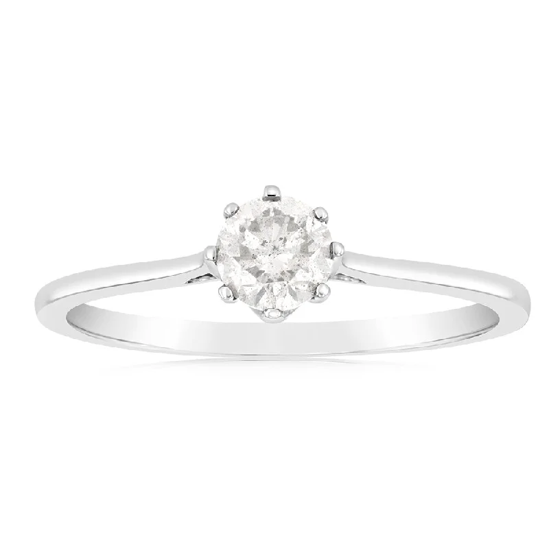 9ct White Gold 1/2 Carat Diamond Solitaire Ring
