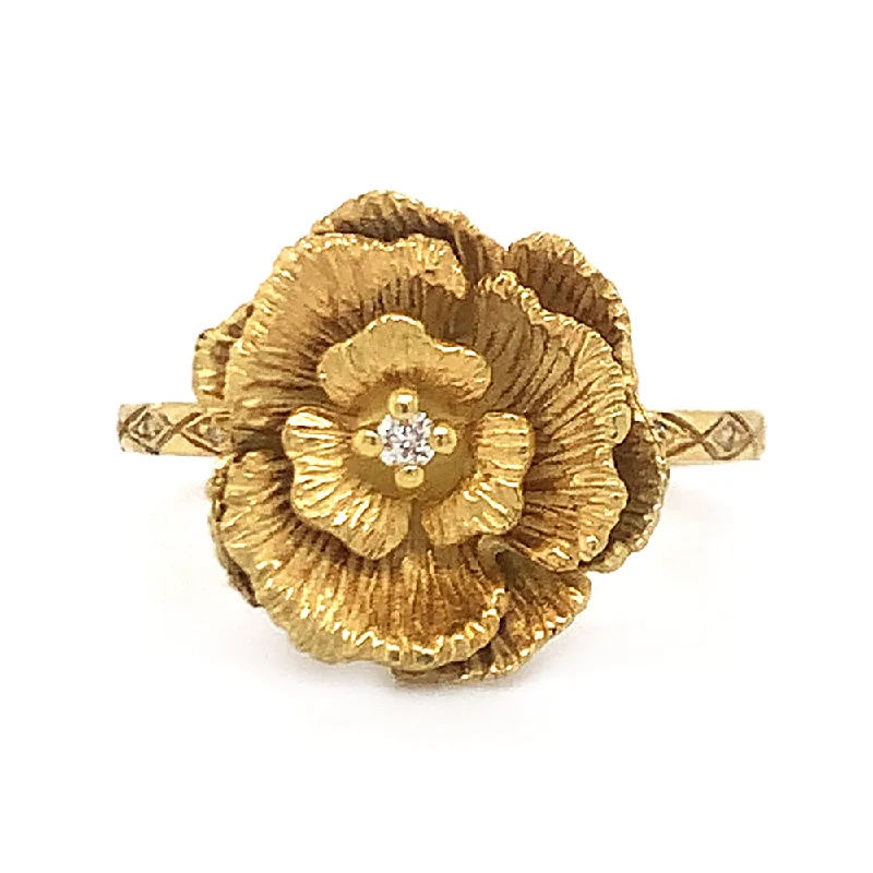 Art Deco - Inspired Women's Diamond Rings with Geometric Designs and Baguette - Cut DiamondsGolden Poppy Diamond Ring Art Deco - Inspired Women's Diamond Rings with Geometric Designs and Baguette - Cut DiamondsGolden Poppy Diamond Ring