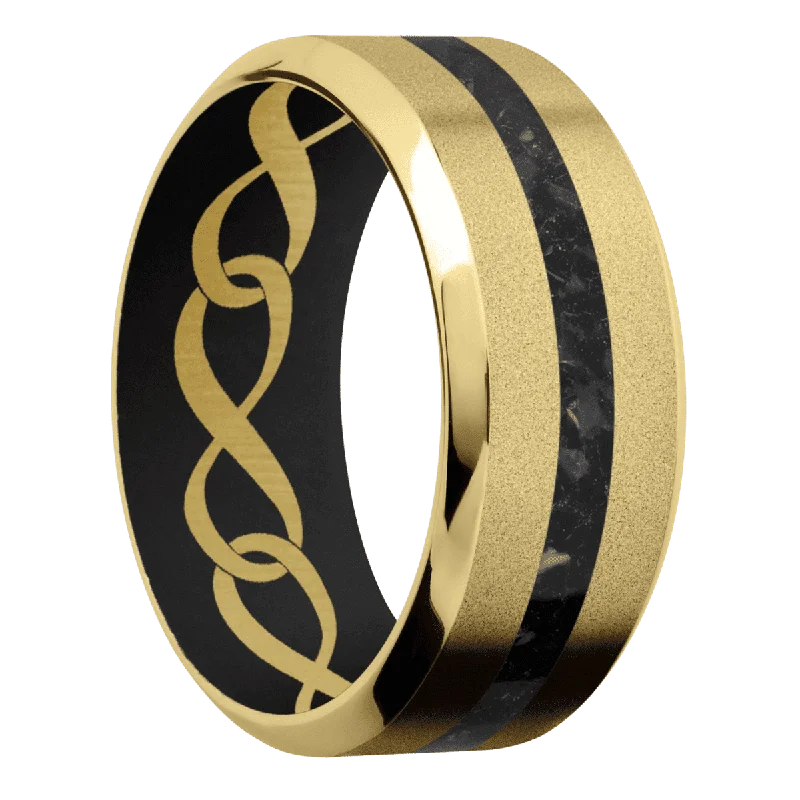Men's silicone fitness rings for active lifestyles18K Yellow Gold + Sand , Polish Finish + Black Men's silicone fitness rings for active lifestyles18K Yellow Gold + Sand , Polish Finish + Black