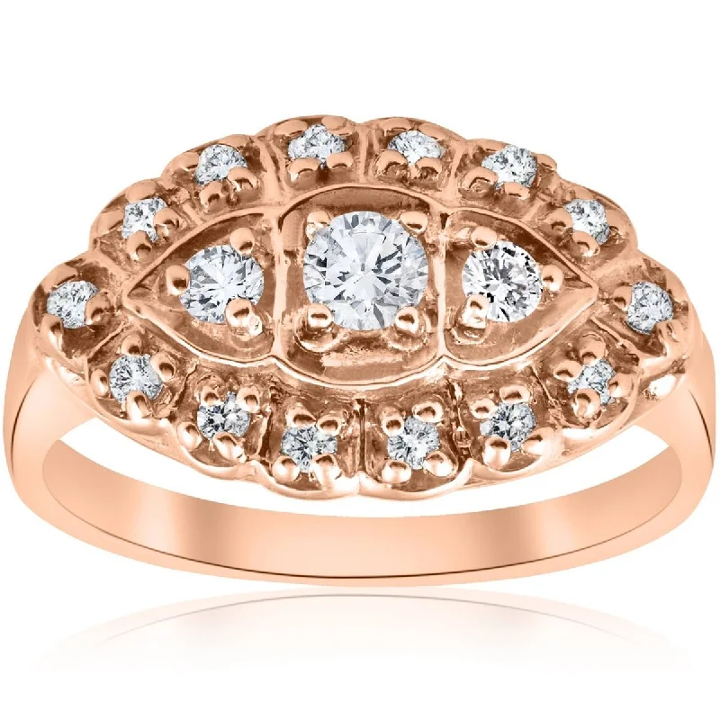 Women's Diamond Rings with Opal Inlays and Diamond Accents for a Mysterious and Iridescent Look1/2ct Antique Diamond Ring 14K Rose Gold Women's Diamond Rings with Opal Inlays and Diamond Accents for a Mysterious and Iridescent Look1/2ct Antique Diamond Ring 14K Rose Gold
