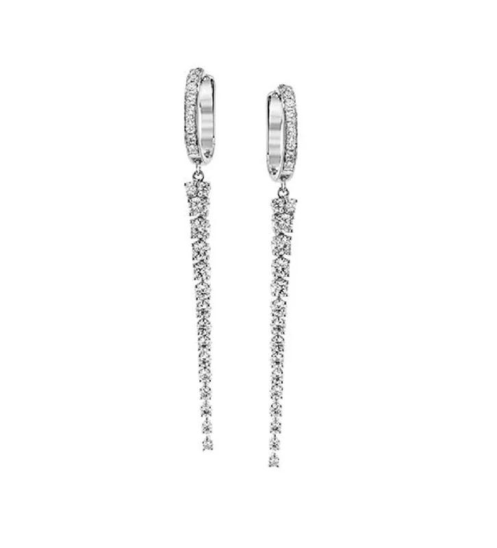 Simon G 18Kw Diamond Hoop & Dangle Stiletto Earrings 50Rds-1.05Cts