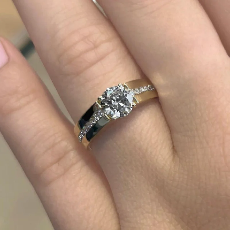 Men's Tourmaline Engagement Rings in 18K Two - Tone Gold with a Floral - Inspired SettingSierra Wide Band Channel Lab Grown Diamond Engagement Ring Men's Tourmaline Engagement Rings in 18K Two - Tone Gold with a Floral - Inspired SettingSierra Wide Band Channel Lab Grown Diamond Engagement Ring