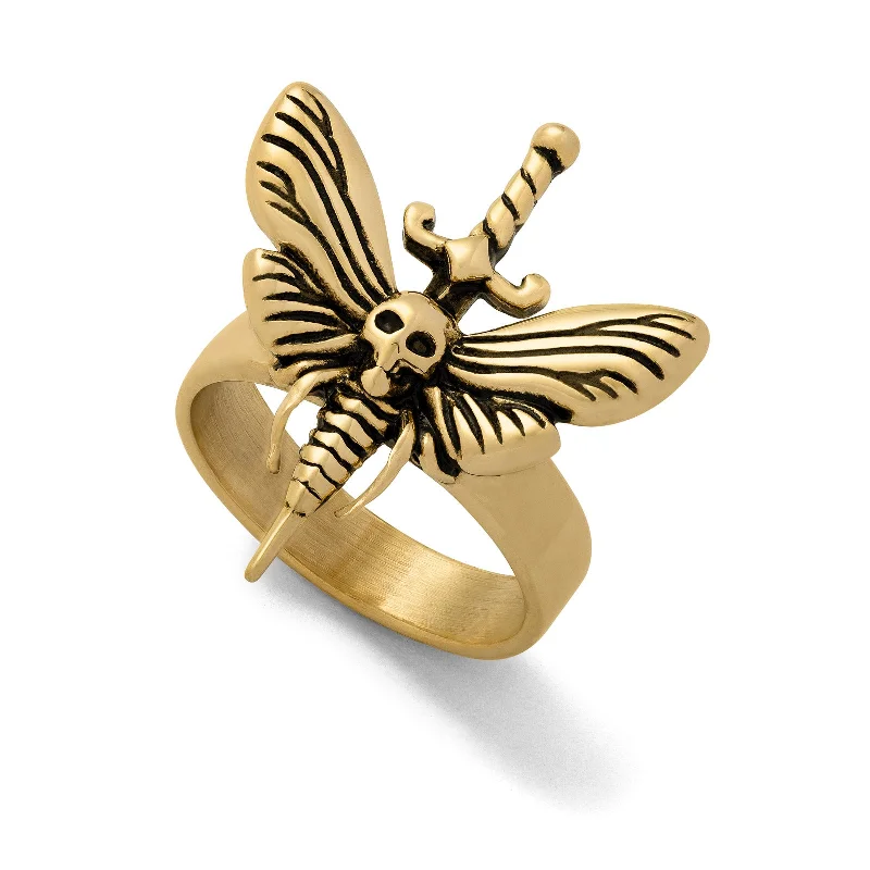 Art Deco - Inspired Women's Rings with Geometric Shapes in 14K GoldDeath's Head Moth Ring (Gold) Art Deco - Inspired Women's Rings with Geometric Shapes in 14K GoldDeath's Head Moth Ring (Gold)