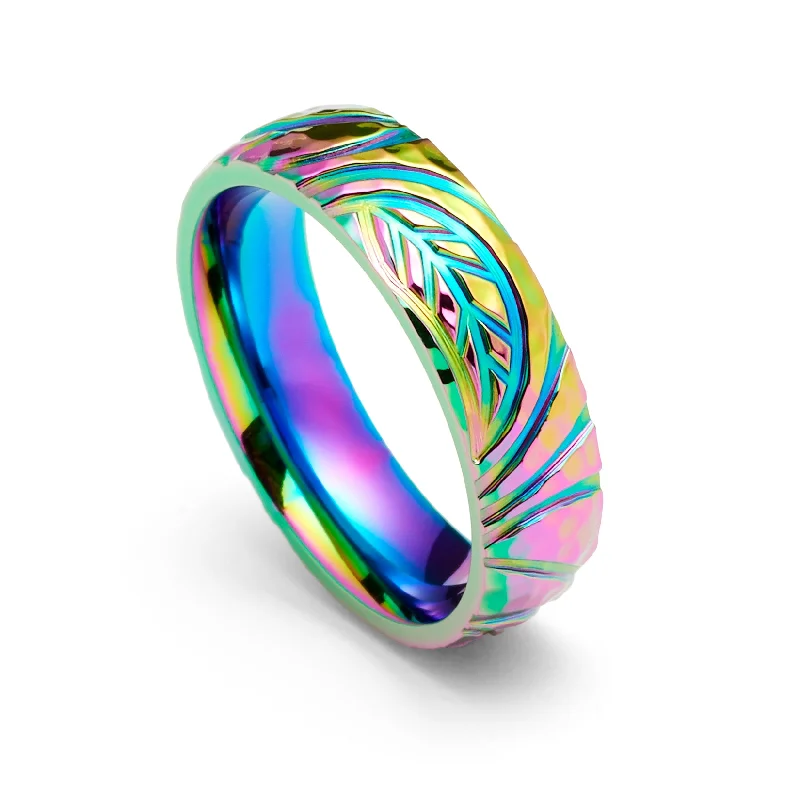 Stackable Gemstone Rings for Women in Amethyst, Sapphire, and EmeraldRainbow Leaf Titanium Wedding Ring Domed Polished Wedding Band, Engagement Ring, Titanium Wedding Band, Comfort Fit Ring- 6mm Stackable Gemstone Rings for Women in Amethyst, Sapphire, and EmeraldRainbow Leaf Titanium Wedding Ring Domed Polished Wedding Band, Engagement Ring, Titanium Wedding Band, Comfort Fit Ring- 6mm