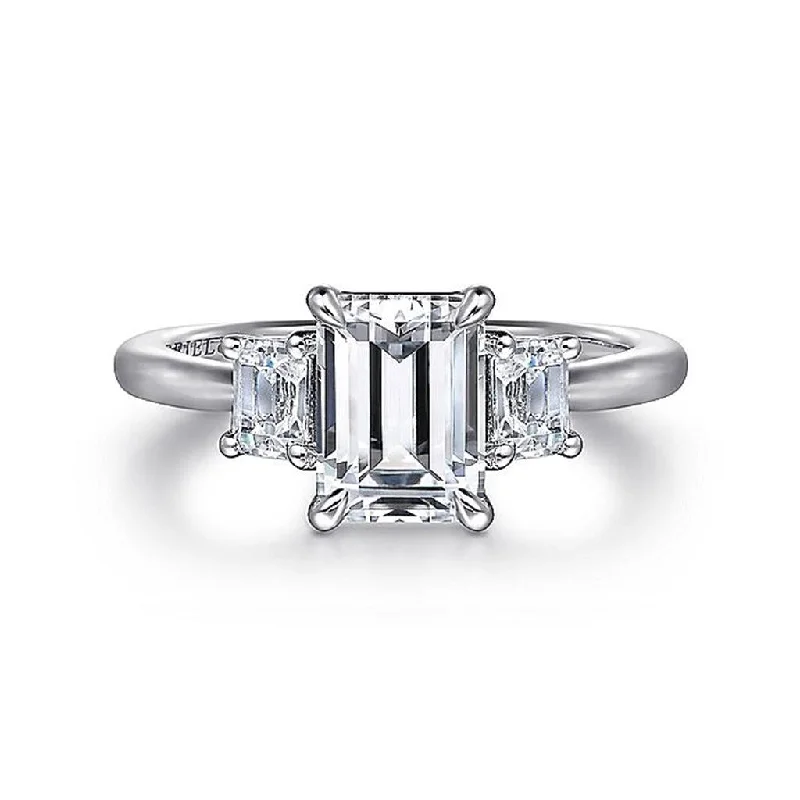 Princess - Cut Women's Diamond Rings in White Gold with a High - Clarity Diamond for a Modern Look14K White Gold 'Stephi' Three Stone Emerald Cut Diamond Engagement Ring Princess - Cut Women's Diamond Rings in White Gold with a High - Clarity Diamond for a Modern Look14K White Gold 'Stephi' Three Stone Emerald Cut Diamond Engagement Ring