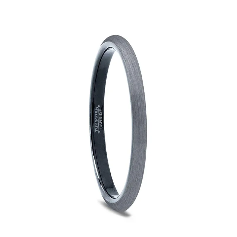 Vintage - Inspired Filigree - Design Women's Rings in Sterling Silver2mm - Thin Gun Metal Tungsten Carbide Wedding Band Vintage - Inspired Filigree - Design Women's Rings in Sterling Silver2mm - Thin Gun Metal Tungsten Carbide Wedding Band
