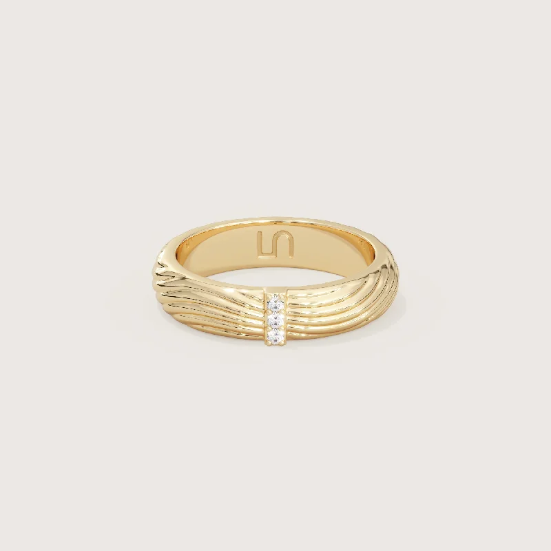 Minimalist Women's Rings with a Single Pearl in 14K Gold - Plated BandsRipple Ring