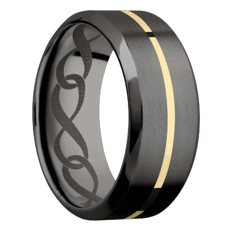 Men's sports - team logo rings for fansZirconium + Bead , Polish Finish + Tantalum Noir Men's sports - team logo rings for fansZirconium + Bead , Polish Finish + Tantalum Noir
